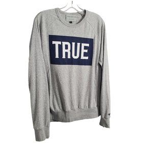 True Driving Mens XL Shirt Pullover Long Sleeve Lined Ribbed NYC Streetwear Gray